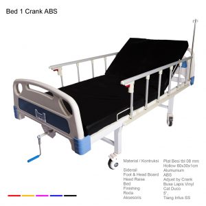 Bed Ranjang Tempat Tidur Pasien Rumah Sakit 1 Crank Termurah Lengkap