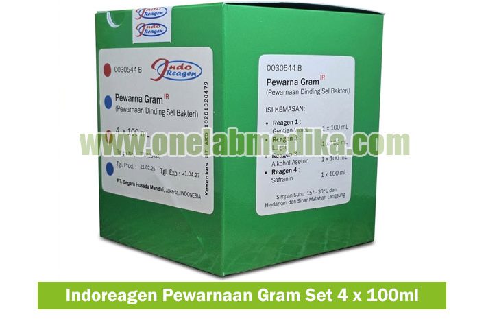 Indoreagen Pewarnaan Gram Set 4 x 100 ml untuk reagen mikrobiologi