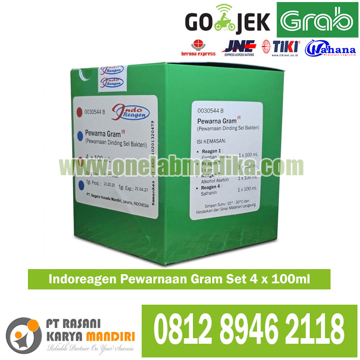 Indoreagen Pewarnaan Gram Set 4 x 100 ml untuk reagen mikrobiologi