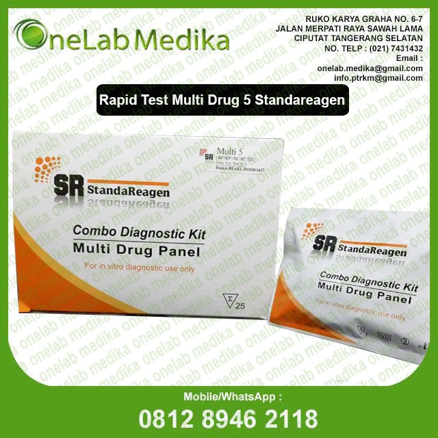 Rapid Test narkoba 5 parameter amphetamine morphine benzodiazepine thc methamphetamine SR isi 25 Alat tes multi drugs 5 panel merk Standareagen