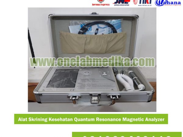 Alat skrining kesehatan Quantum Resonance Magnetic Analyzer QRMA non-invasif untuk analisis kondisi tubuh di klinik dan wellness centre