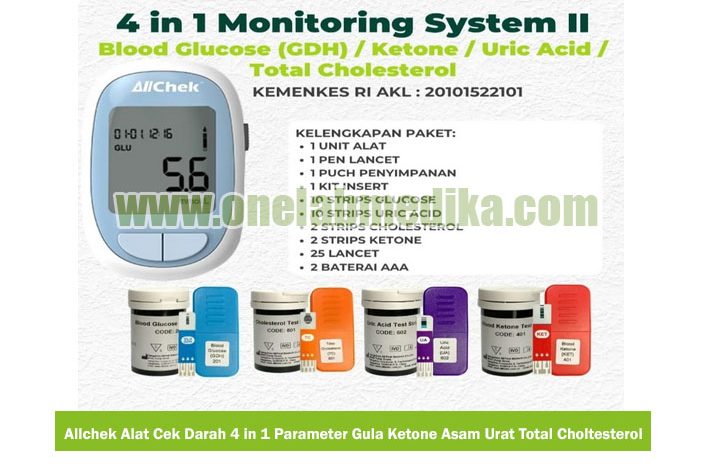 alat cek darah 4 in 1 Allchek untuk cek gula darah kolesterol asam urat dan ketone akurat