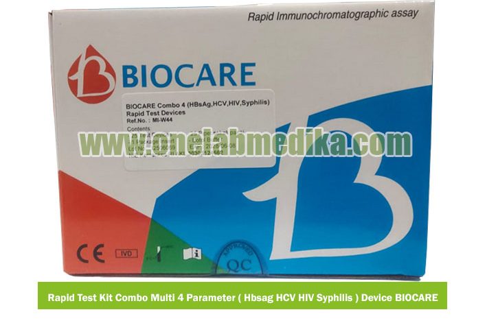 BIOCARE rapid test combo 4 parameter untuk deteksi HBsAg HCV HIV dan syphilis cepat