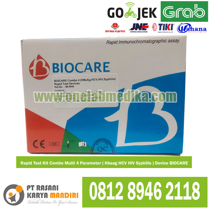 BIOCARE rapid test combo 4 parameter untuk deteksi HBsAg HCV HIV dan syphilis cepat