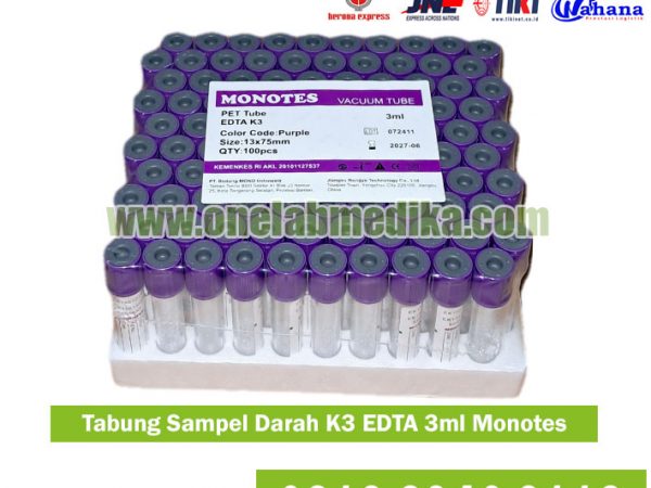 Tabung EDTA K3 3 ml isi 100 steril untuk pengambilan sampel darah hematologi laboratorium klinik dan rumah sakit