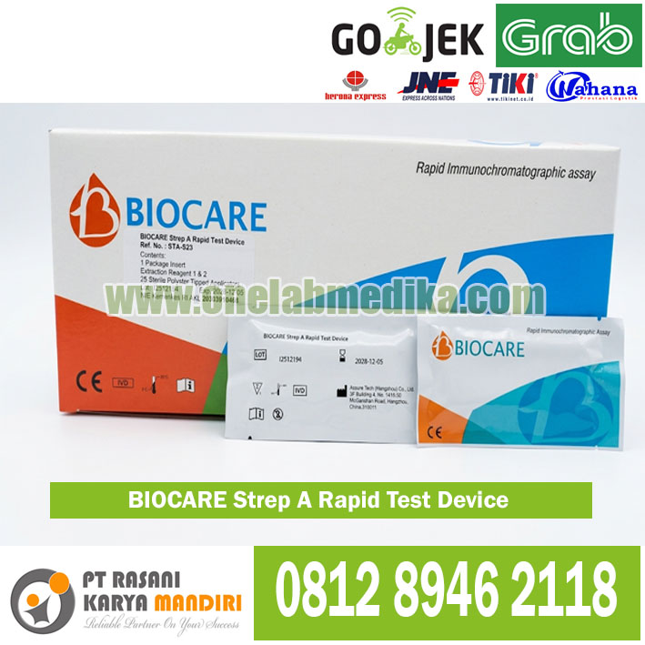 BIOCARE Strep A Rapid Test Device untuk pemeriksaan Strep A